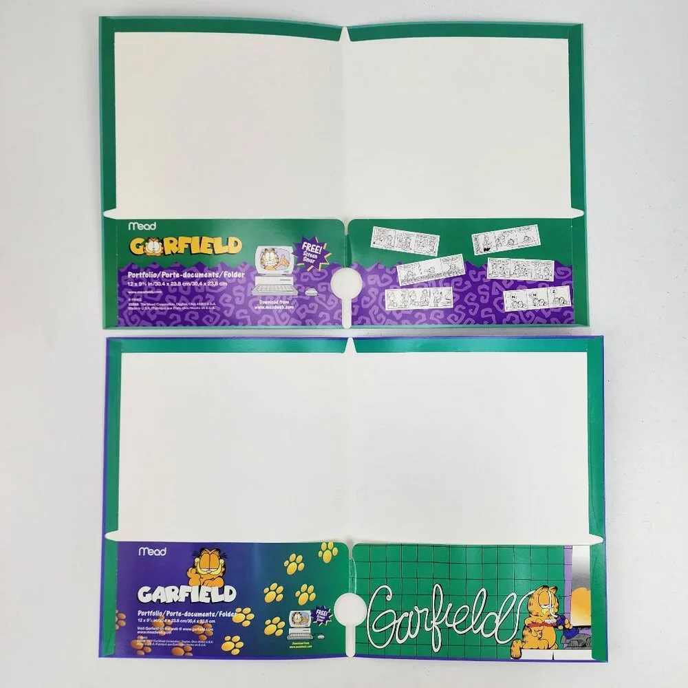 New Lot of 6 Vtg 1999 NOS Garfield Cat & Odie Dog School Binder Pocket Folders